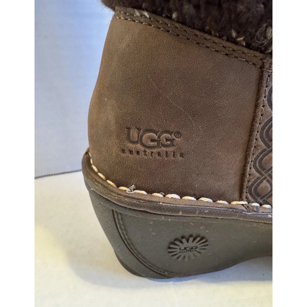 UGG Australia Cresthaven 1938 w/Esp Women's Brown Suede Knit Wedge Heel Size 9 - Picture 7 of 9